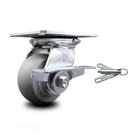 Service Caster 4 Inch Thermoplastic Rubber Caster with Ball Bearing and Brake/Swivel Lock SCC SCC-35S420-TPRBD-SLB-BSL
